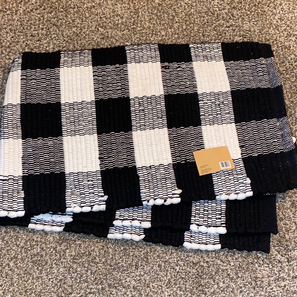 💙 Black & White Buffalo Check Woven Throw 26x40” - Picture 1 of 1